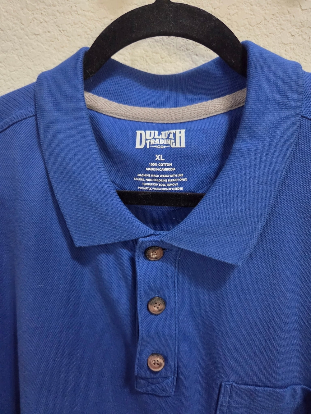 Duluth Trading Co Royal Blue Men's Polo with Chest Pocket